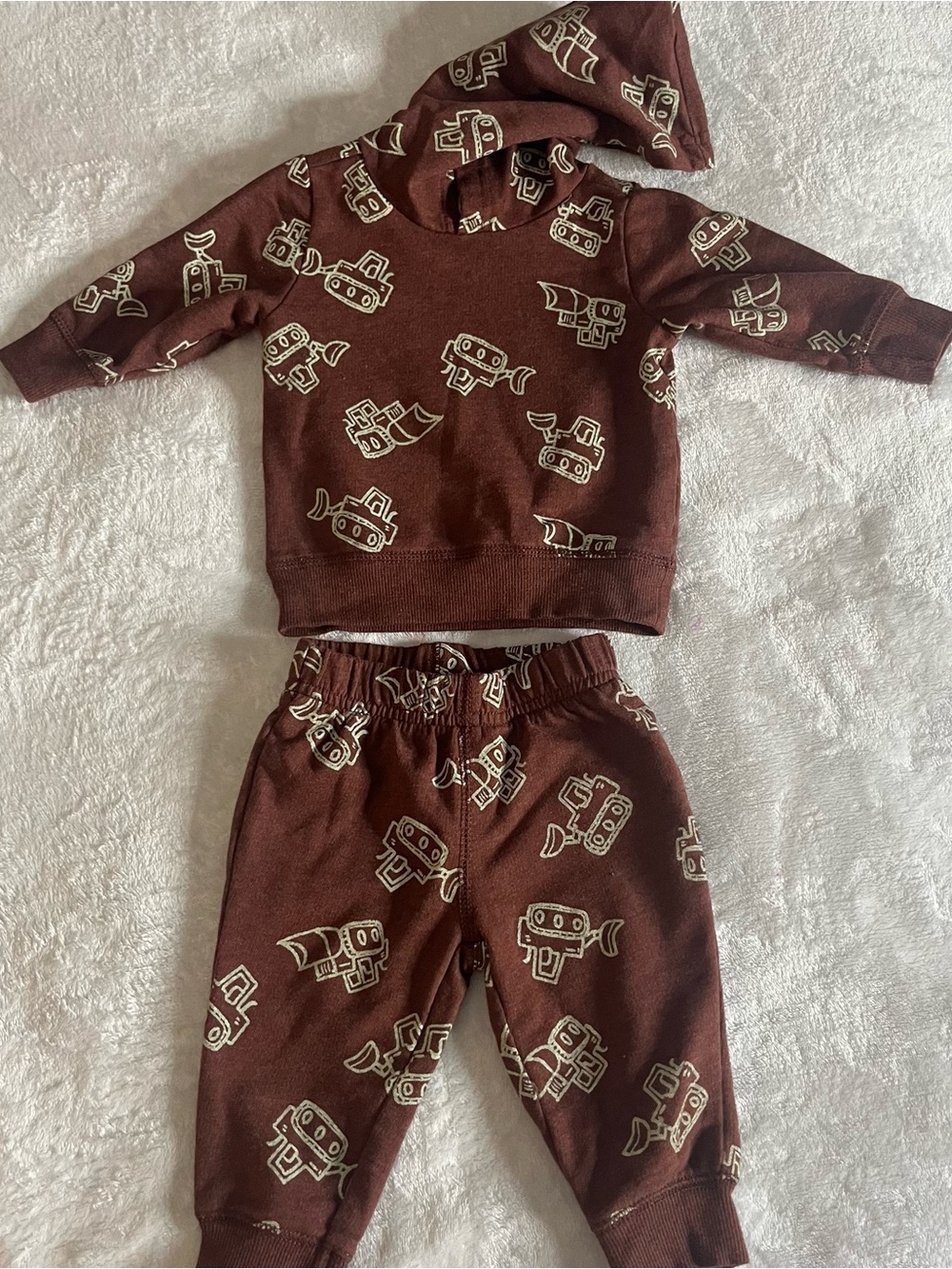 Carter's Brown Dump Truck Hoodie & Jogger Set Sz 6M